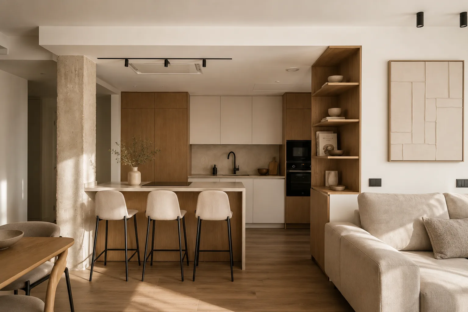 Casa W3 · Cocina y salón se integran